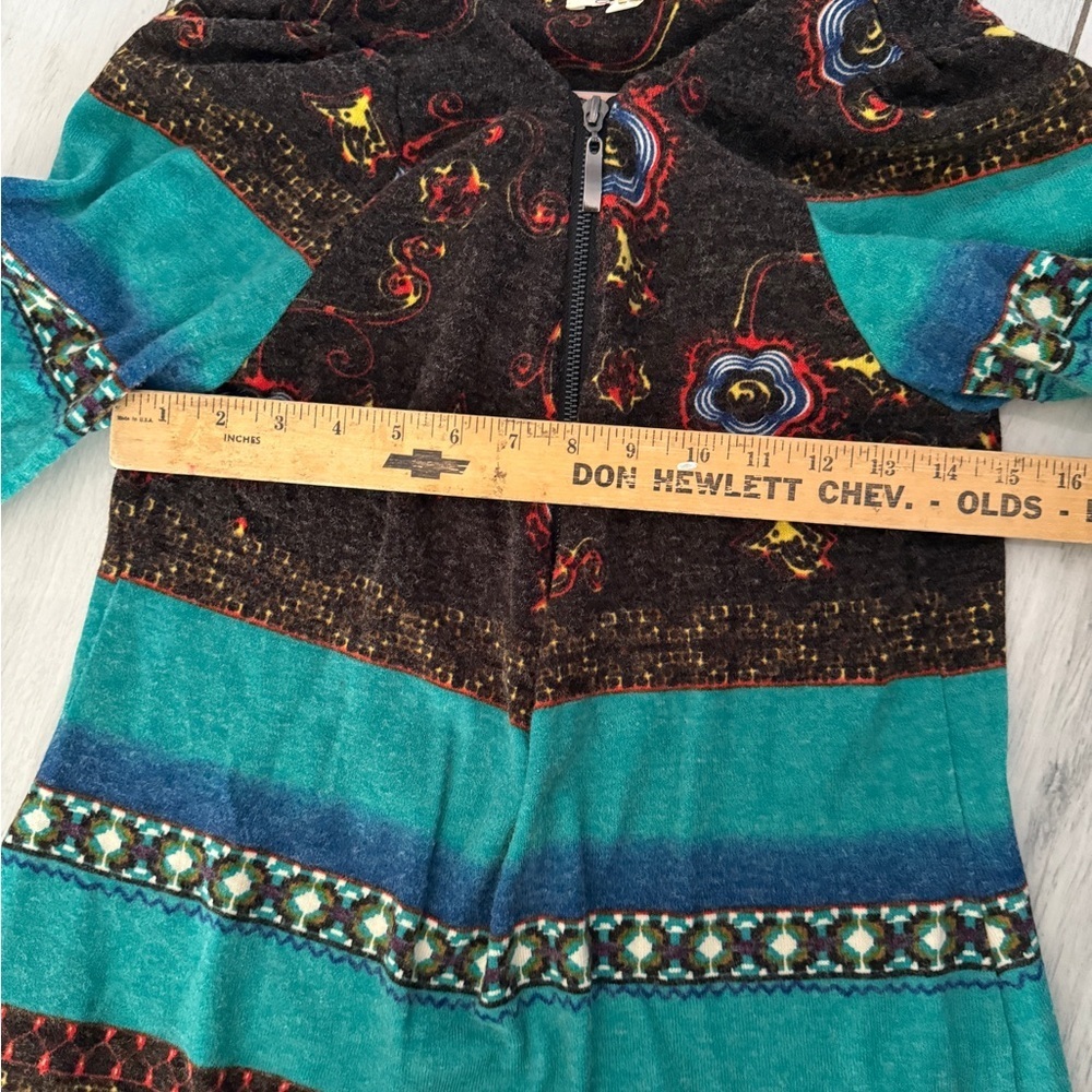 Y2K Aryeh Multicolor Striped Geometric Zip Front Long Sleeve Sweater Dress L - Picture 9 of 12